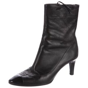 Chanel CC Leather Ankle Boots